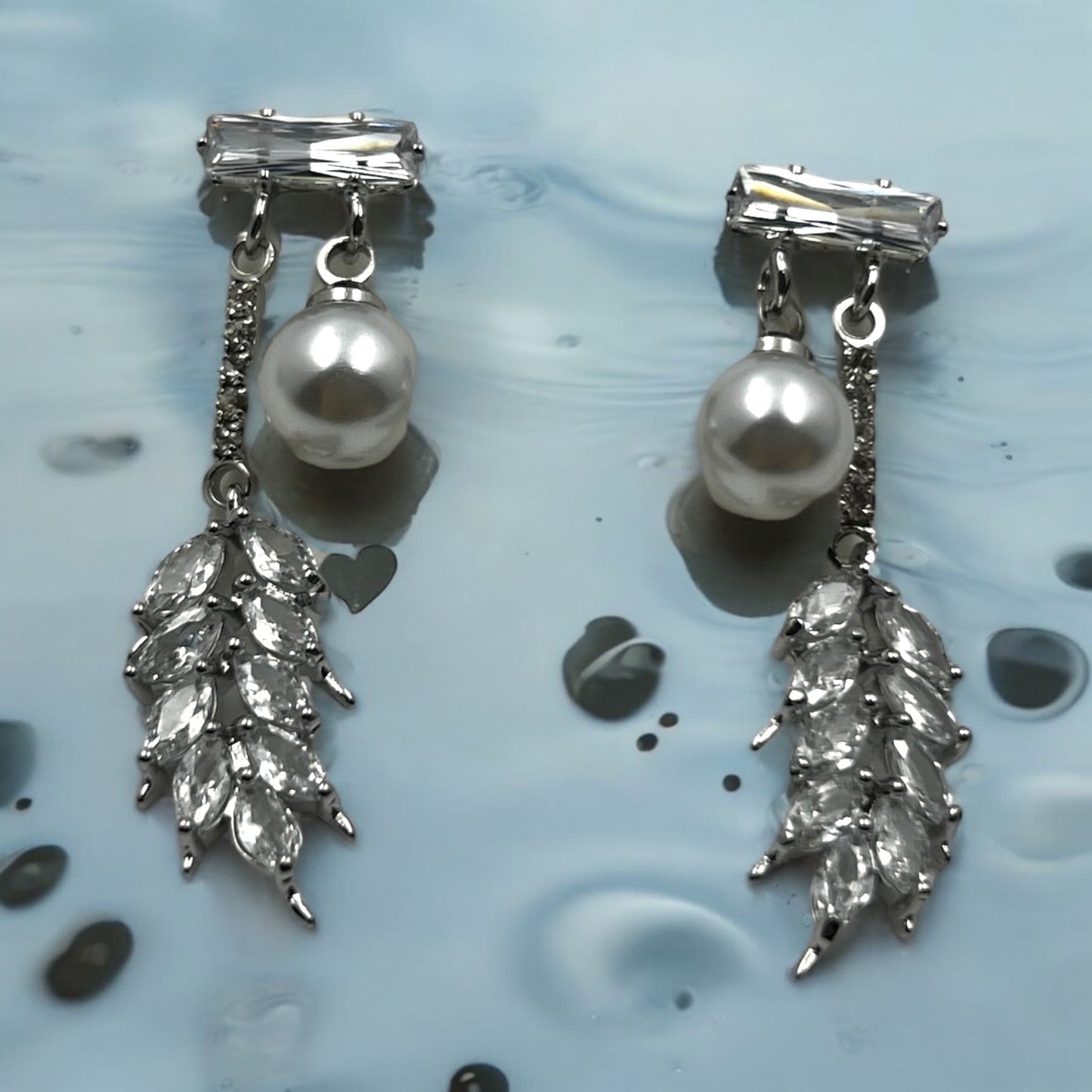 Luxe Leaf Drop Pearl Earrings