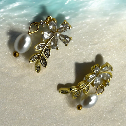 Floral Vine Pearl Earrings