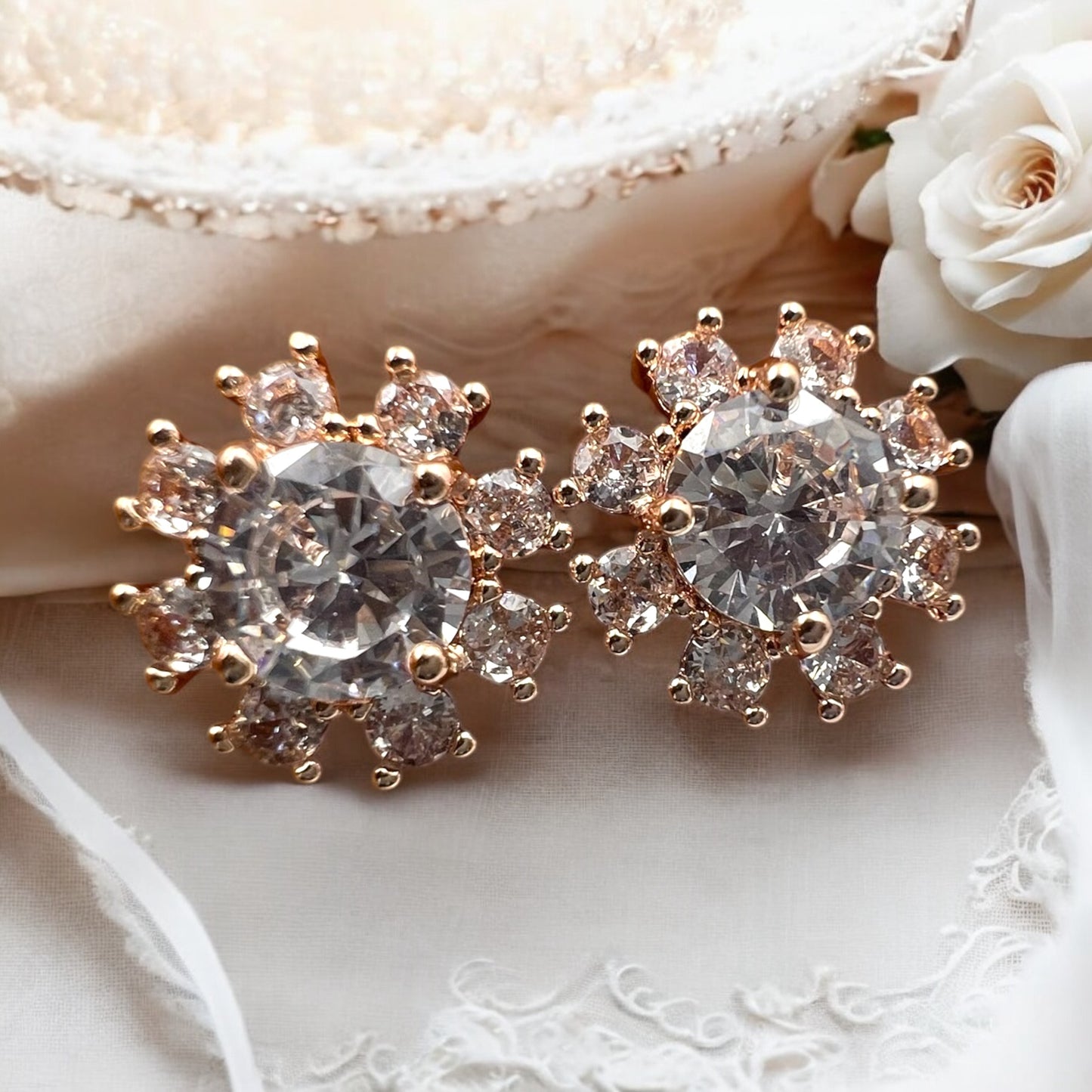 Radiant Cluster Crystal Stud Earrings