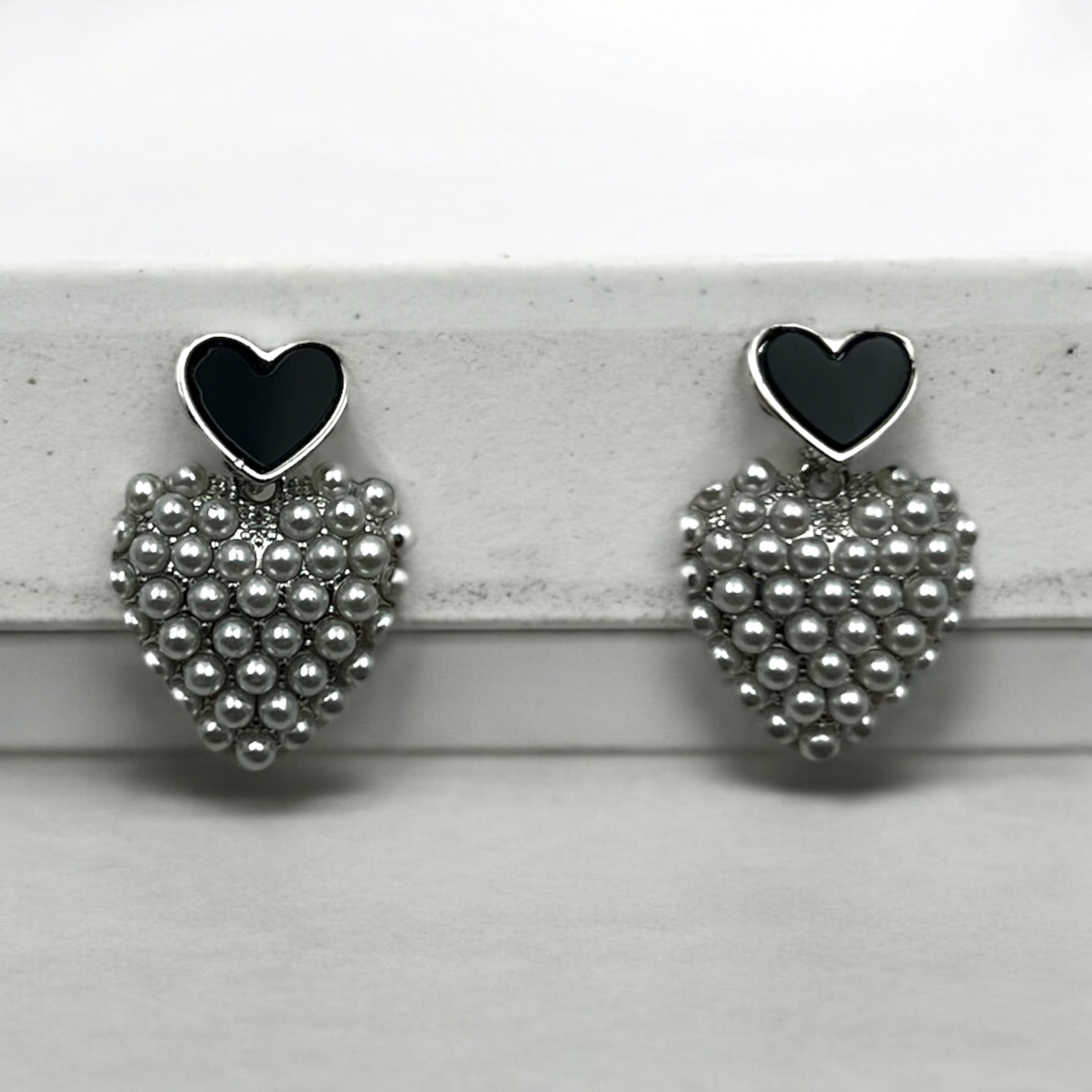 Heart Pearl Drop Earrings