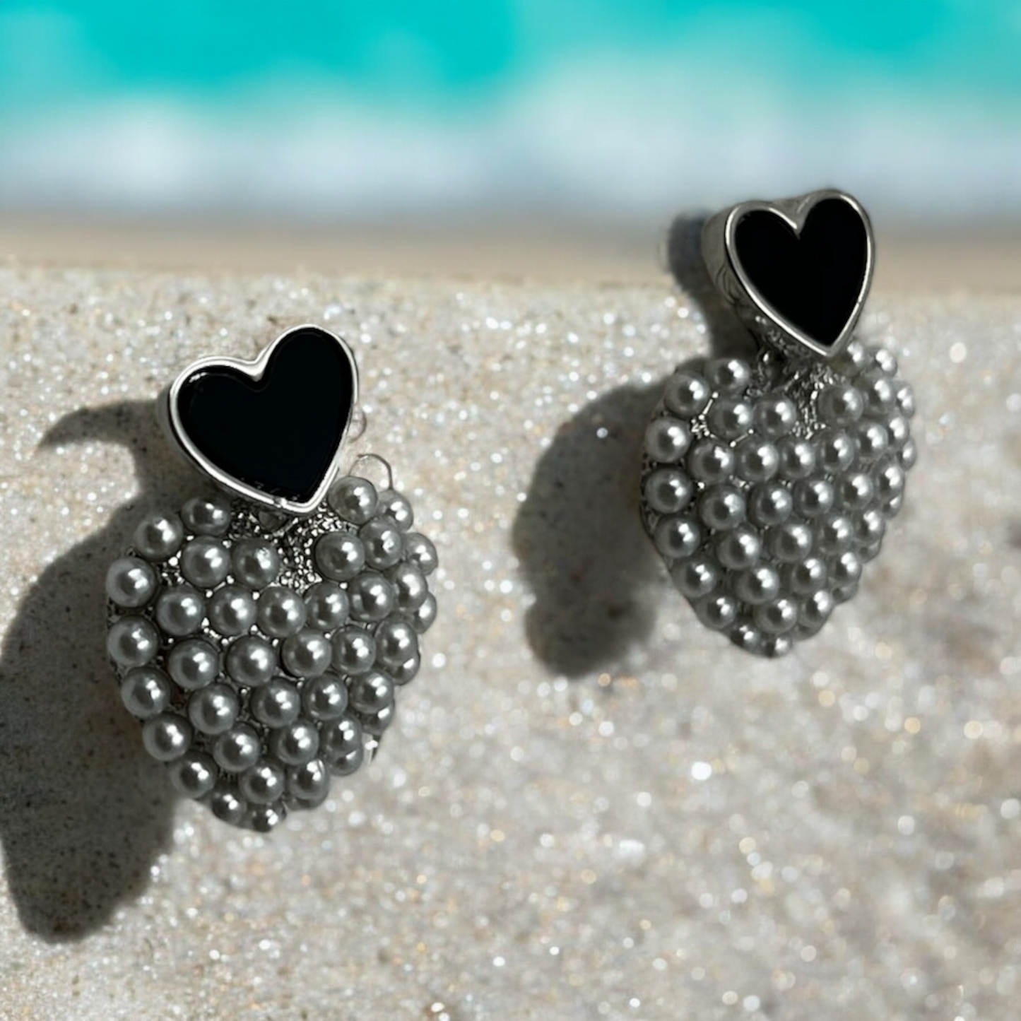 Heart Pearl Drop Earrings