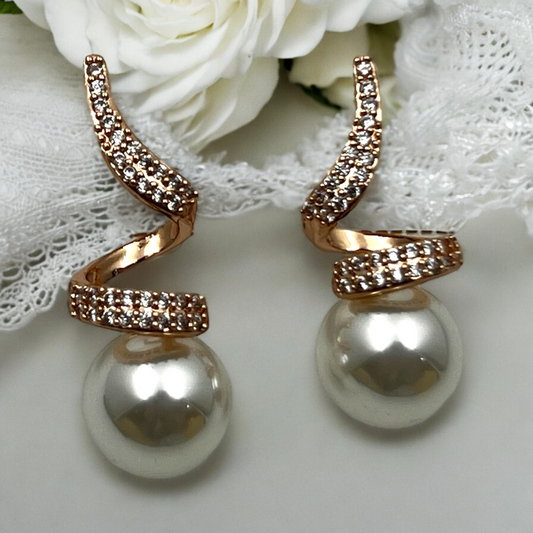 Spiral Pearl Drop Earrings