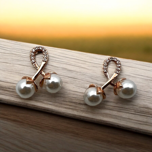 Double Pearl Loop Earrings