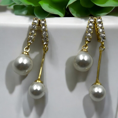 Crystal Hoop Pearl Drop Earrings