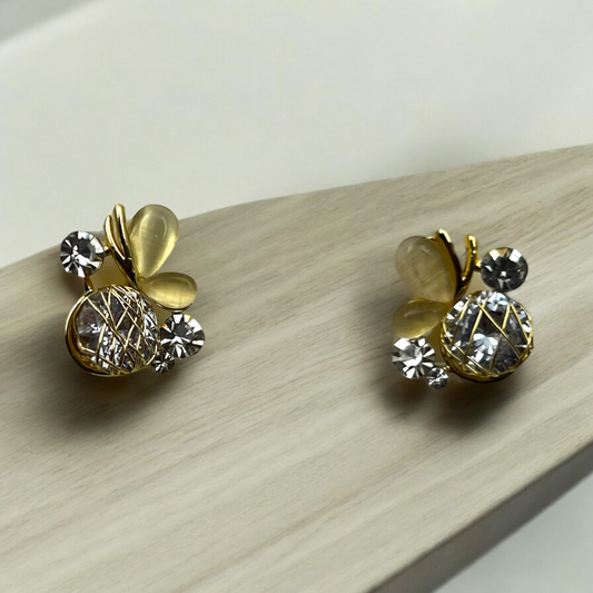 Golden Honey Bee Stud Earrings