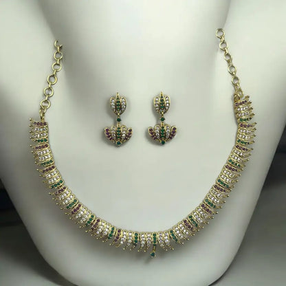 Royal Elegance Crescent Necklace and Earrings Set