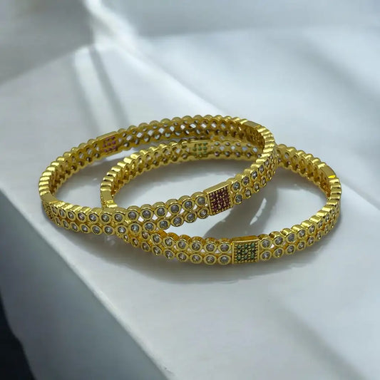 Elegant Gold & Crystal Bangle Set