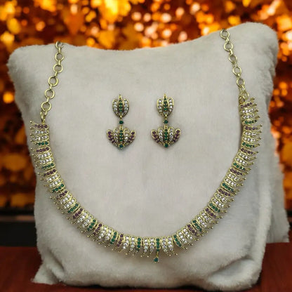 Royal Elegance Crescent Necklace and Earrings Set