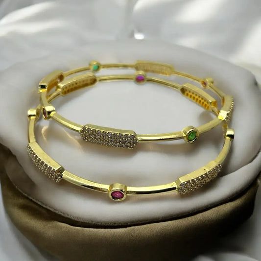 Elegant Crystal Bar Bangle Set